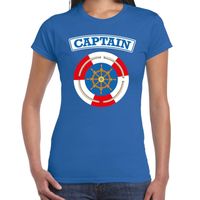 Kapitein/captain verkleed t-shirt blauw voor dames - thumbnail