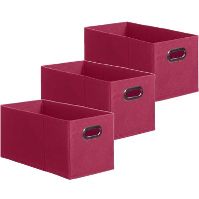 Opbergmand/kastmand - Set van 3x stuks - framboos roze - linnen - 7 liter - 31 x 15 x 15 cm - Opberg Opbergmand/kastmand - Set van 3x stuks - framboos roze - linnen - 7 liter - 31 x 15 x 15 cm - Opberg
