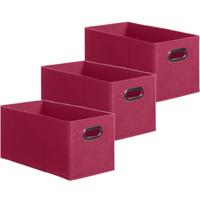Opbergmand/kastmand - Set van 3x stuks - framboos roze - linnen - 7 liter - 31 x 15 x 15 cm - Opberg
