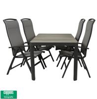 Qopps tuintafel Queens 161 met 4 tuinstoelen Houston