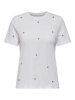 Only Onlketty Life S/s O-neck Top Jrs Noos T-shirts Bright White Heart