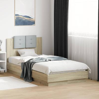 Bedframe met hoofdbord en LED sonoma eikenkleurig 75x190 cm