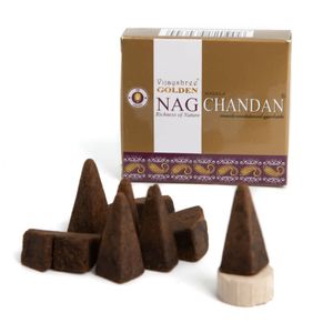 Golden Nag Chandan Wierookkegels (1 pakje)