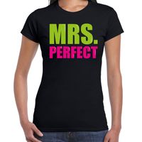 Mrs. perfect fun tekst t-shirt zwart dames