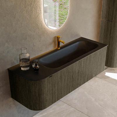Badmeubel Mondiaz Kurve | 135 cm cm | Meubelkleur Shadow | Wastafelkleur Urban | Solid surface | Wasbak rechter zijde spoelbak | 1 kraangat
