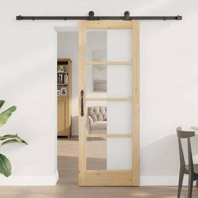 Glijdende Deur met Bevestigingsset 'ORKDAL'Massief Hout & Glas