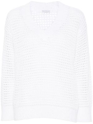Brunello Cucinelli pull brodé de sequins - Blanc