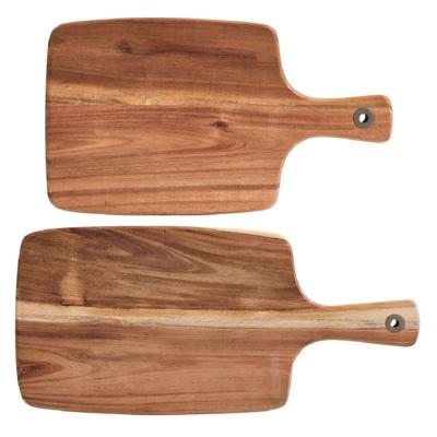 Zeller acacia houten snijplanken met handvat - 2x stuks - 32/42 cm - Snijplanken/serveerplanken
