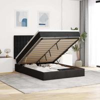 Ottoman bed met matrassen en LED's 140x200cm fluweel zwart