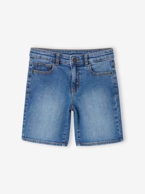 Bermuda in denim voor jongens met verstelbare taille stone