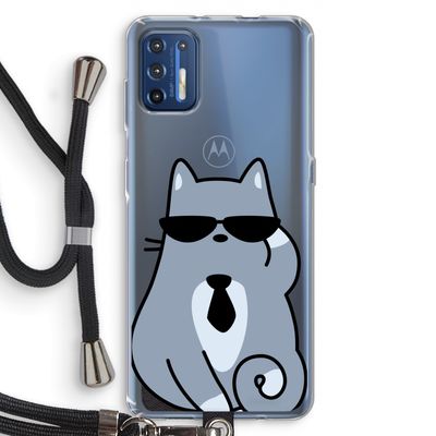 Cool cat: Motorola Moto G9 Plus Transparant Hoesje met koord