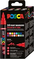 Uni Posca paintmarker PC-5BR, 1 - 4 mm, penseel punt, blister van 16 stuks