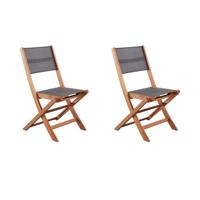 Set van 2 FSC en textilene acaciahouten stoelen - grijs