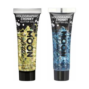 Moon Creations Chunky Glittergel set - voor lichaam en gezicht - goud en blauw