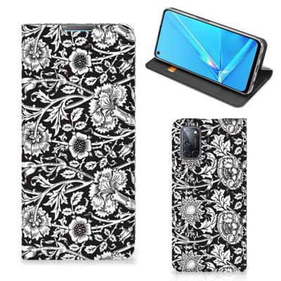 OPPO A52 | A72 Smart Cover Black Flowers OPPO A52 | A72 Smart Cover Black Flowers
