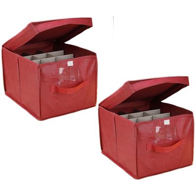 2x stuks kerstballen opruimen/opbergen opbergbox voor 24 kerstballen 30 x 39 cm