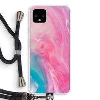Roze explosie: Pixel 4 XL Transparant Hoesje met koord