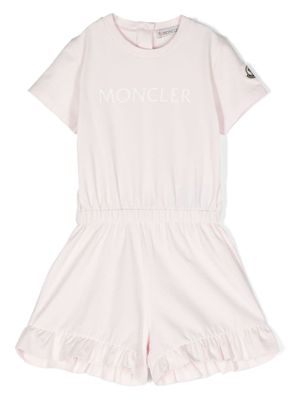 Moncler Enfant barboteuse à logo imprimé - Rose