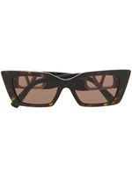 Valentino Eyewear lunettes de soleil VLOGO à monture rectangulaire - Marron