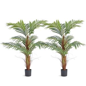 VEVOR 2x Areca Catechu Kunstmatige 800x800x1219mm Kunstplant PE Kunstplanten Plastic Planten in Pot Betelnoot Palm Geurloos Waterdicht Ideaal voor Slaapkamer Studeer Woonkamer