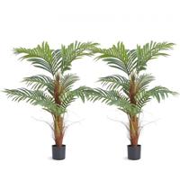 VEVOR 2x Areca Catechu Kunstmatige 800x800x1219mm Kunstplant PE Kunstplanten Plastic Planten in Pot Betelnoot Palm Geurloos Waterdicht Ideaal voor Slaapkamer Studeer Woonkamer