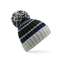 Dames Wintermuts met Pompon grijs/blauw 100% acryl