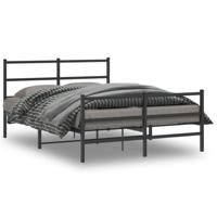 Bedframe met hoofd- en voeteneinde metaal zwart 140x190 cm - thumbnail