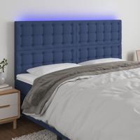 Hoofdbord LED 160x5x118/128 cm stof blauw