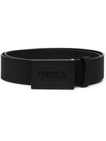 BOSS ceinture en cuir à plaque logo - Noir - thumbnail