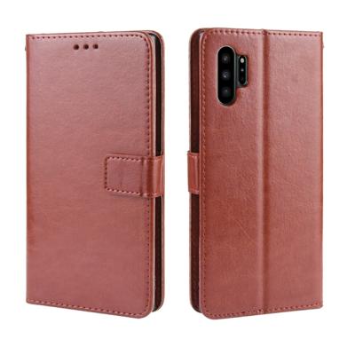 Retro Crazy Horse textuur horizontale Flip lederen case voor Galaxy Note10 Pro met houder & kaartsleuven & fotolijstjes (bruin)