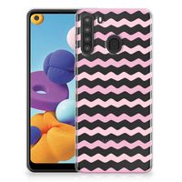 Samsung Galaxy A21 TPU bumper Waves Roze - thumbnail