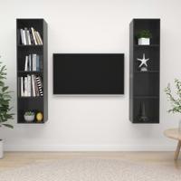Tv-wandmeubelen 2 st bewerkt hout hoogglans grijs