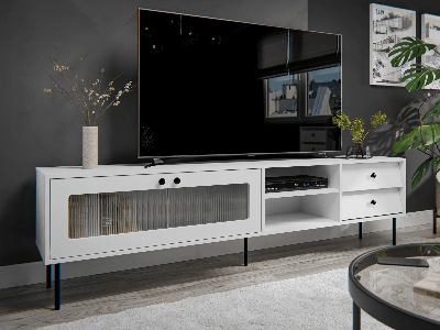 Tv-meubel AURALU 2 deuren 2 lades 200 cm wit