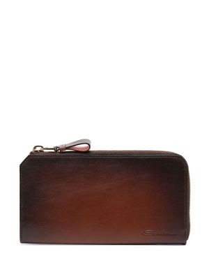 Santoni portefeuille en cuir à logo débossé - Marron