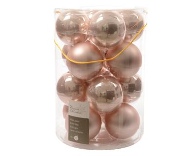 Kerstbal glas emaille-mat 80mm poederroze - Ksd