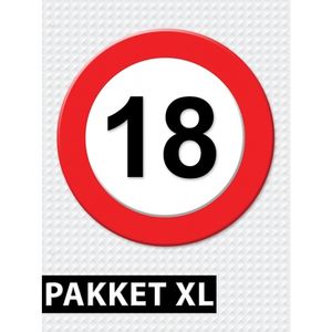 Verkeersbord 18 jaar feestartikelen pakket XL