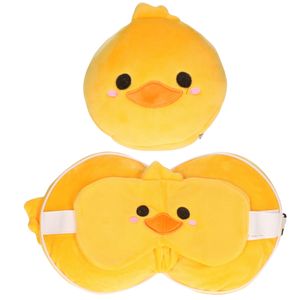 Eend knuffel/reiskussen/slaapmasker 3-in-1 voor kinderen