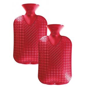 Kruik - 2x - rood - 2 liter - kunststof - warmwaterkruik - waterkruik - warmtekruik