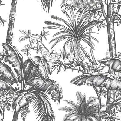 Grijs regenwoudpatroon hoofdeinde behang