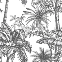 Grijs regenwoudpatroon hoofdeinde behang