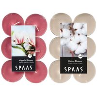 Candles by Spaas geurkaarsen - 24x stuks in 2 geuren Blossom Flowers en Magnolia Bloesem - thumbnail