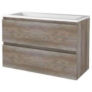 Badmeubelset Aquasplash Salt 100x46 cm Greeploos 2 Lades Met Wastafel Acryl Scotch Oak Aquasplash