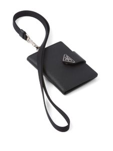 Prada porte-cartes en cuir Saffiano - Noir