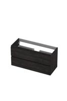 Onderkast INK 2 laden greeploos met houten keerlijst 100 cm x 40 cm x 52 cm Houtskool eiken 1257028