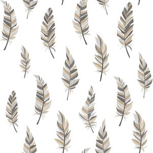 Noordwand behang urban friends & coffee feathers wit en zilverkleurig