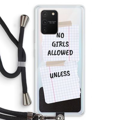 No Girls Allowed Unless: Samsung Galaxy S10 Lite Transparant Hoesje met koord