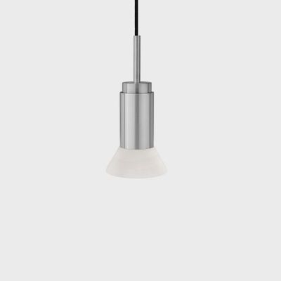 Anour Donya Onyx Trapeze Hanglamp - Witte kap - Geborsteld roestvrij staal
