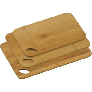 3x Bamboe houten snijplanken set 14 x 22/21 x 30/24 x 35 cm