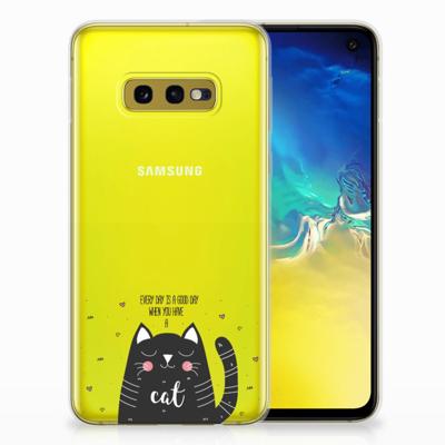 Samsung Galaxy S10e Telefoonhoesje met Naam Cat Good Day Samsung Galaxy S10e Telefoonhoesje met Naam Cat Good Day