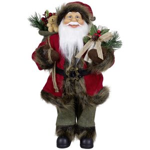 Kerstman pop Hendrik - H45 cm - rood - staand - kerst beeld -decoratie figuur